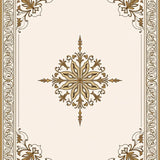 Luxurious Medallion Swirl Accent Decoration With Elegant Floral Border(Beige)