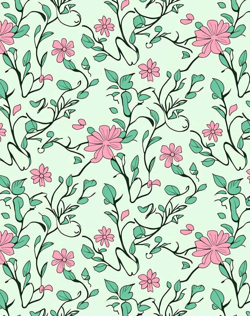 Serene Meadow Floral Swirl Interlocking Decorative Accent (Pink) - ODIKA