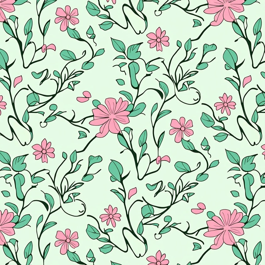 Serene Meadow Floral Swirl Interlocking Decorative Accent (Pink) - ODIKA