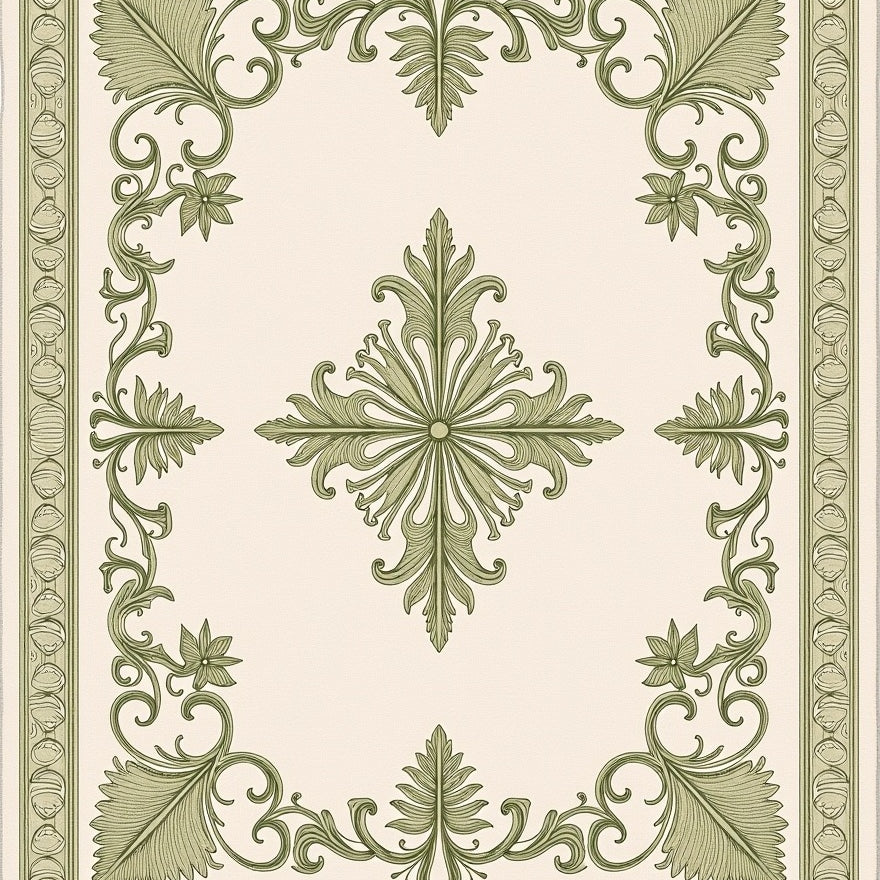 Vintage Distressed Damask Design with Classic European Elegance (Ivory) - ODIKA