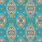 Paisley Garden Ornamental Botanical Print (Blue) - ODIKA