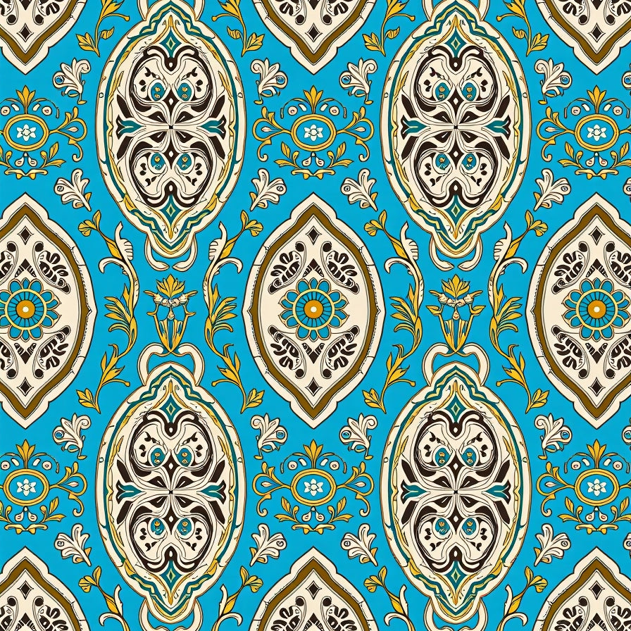 Paisley Garden Ornamental Botanical Print (Blue) - ODIKA