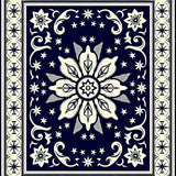 Celestial Horizon Medallion with Ornate Border Frame Design(Blue)