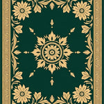 Floral Mosaic Arrangement with Petal Motifs and Subtle Ornate Borders (Green) - ODIKA
