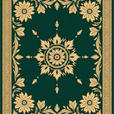 Floral Mosaic Arrangement with Petal Motifs and Subtle Ornate Borders (Green) - ODIKA
