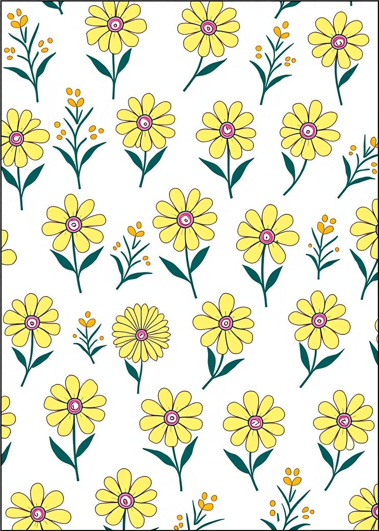 Wildflower Medallion with Petal Motifs and Vintage Scrollwork (Yellow) - ODIKA