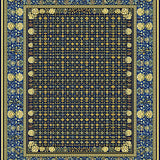 Elegant Geometric Area Featuring Blue and Gold Floral(Blue)