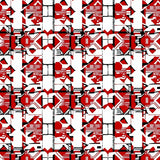 Festive Plaid Accent with Interlocking Square Motifs(Red)