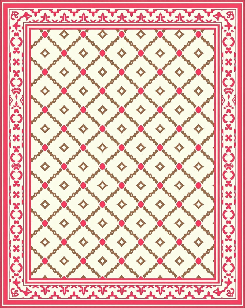 Interlocking Lattice With Trellis Motif (Pink) - ODIKA