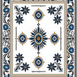 Enchanted Forest Medallion with Flowing Vine Motifs(Blue)