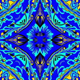 Boho Floral Throw with Abstract Leaf and Interlocking Shapes (Blue) - ODIKA