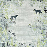 Grey Wolf Rug Wildflowers Weeds Pattern Floor Mat Contemporary Carpet(Gray)