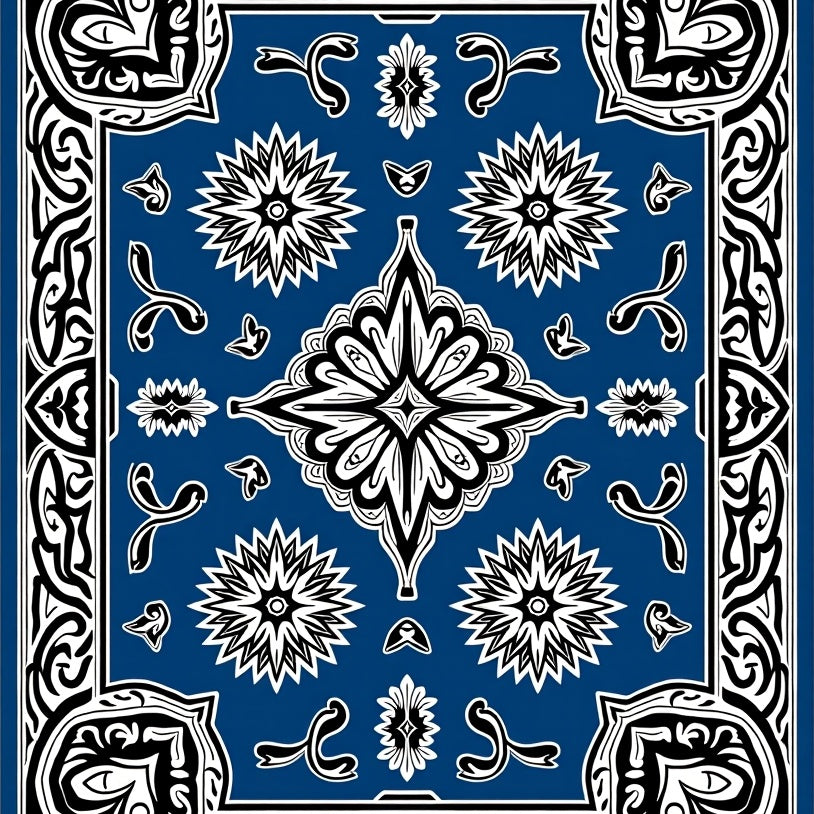 Vintage Paisley Medallion with Knotted Trim Details (Blue) - ODIKA