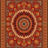 Harvest Moon Boho Tapestry Design with Autumn Leaf Motifs(Red)