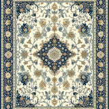 Heritage Medallion Area with Classic Lattice Motifs and Vintage Boho Accents(Ivory)