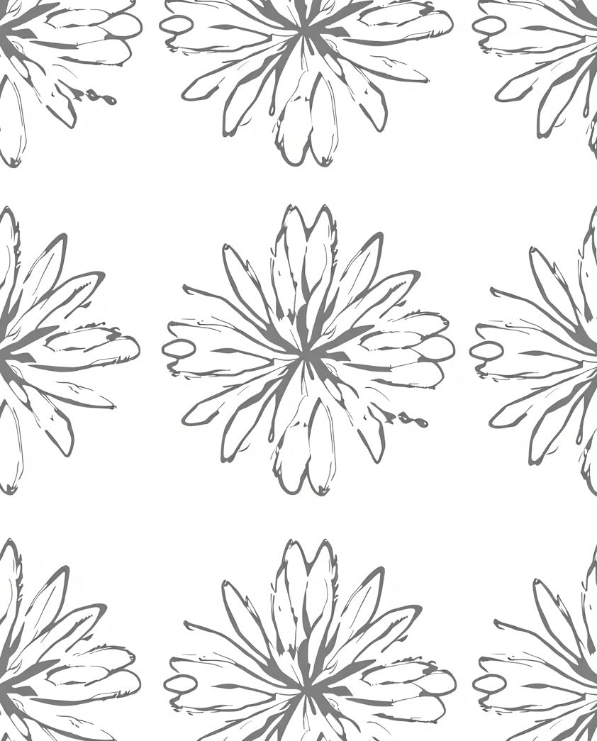 Celestial Bloom Abstract Interlocking Starburst Contemporary Art (Gray) - ODIKA