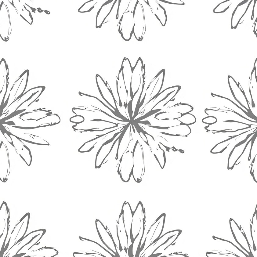 Celestial Bloom Abstract Interlocking Starburst Contemporary Art (Gray) - ODIKA