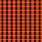 Gingham Spooky Season Accent Textile with Classic Grid Design(Orange)