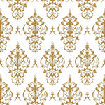 Faded Botanical Damask with Scrolling Vine Motifs (Gold) - ODIKA