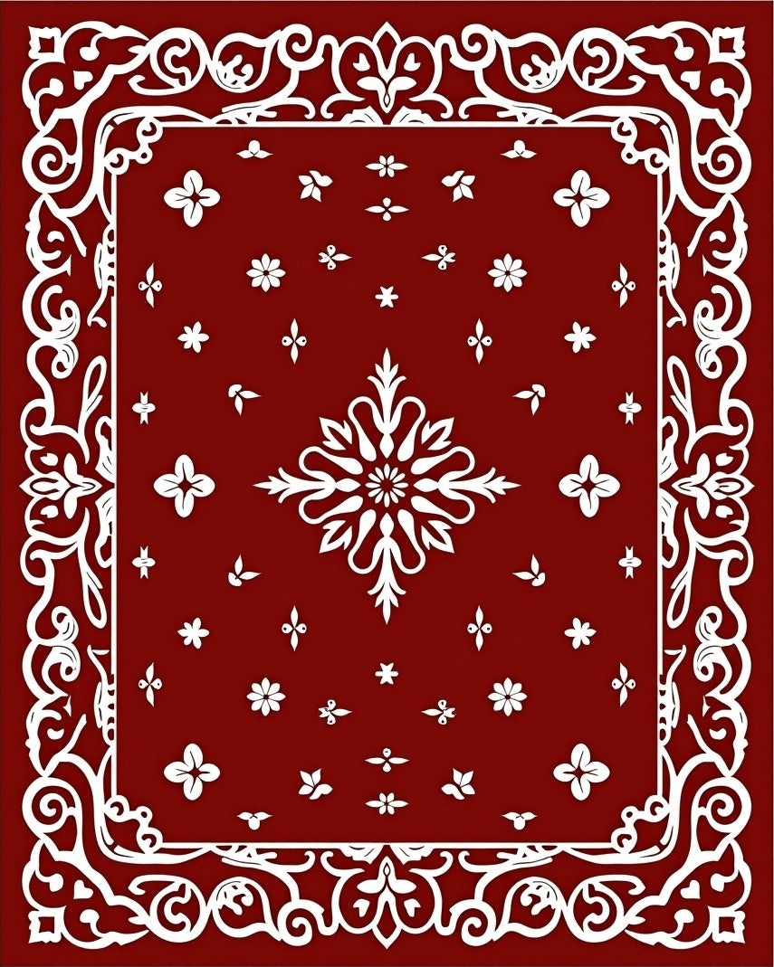 Baroque Floral Scrollwork with Faded Petal Embellishments (Red) - ODIKA