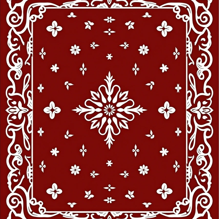 Baroque Floral Scrollwork with Faded Petal Embellishments (Red) - ODIKA