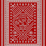 Nordic Snowflake Motif with Interlocking Plaid and Festive Stitch Detailing(Red)