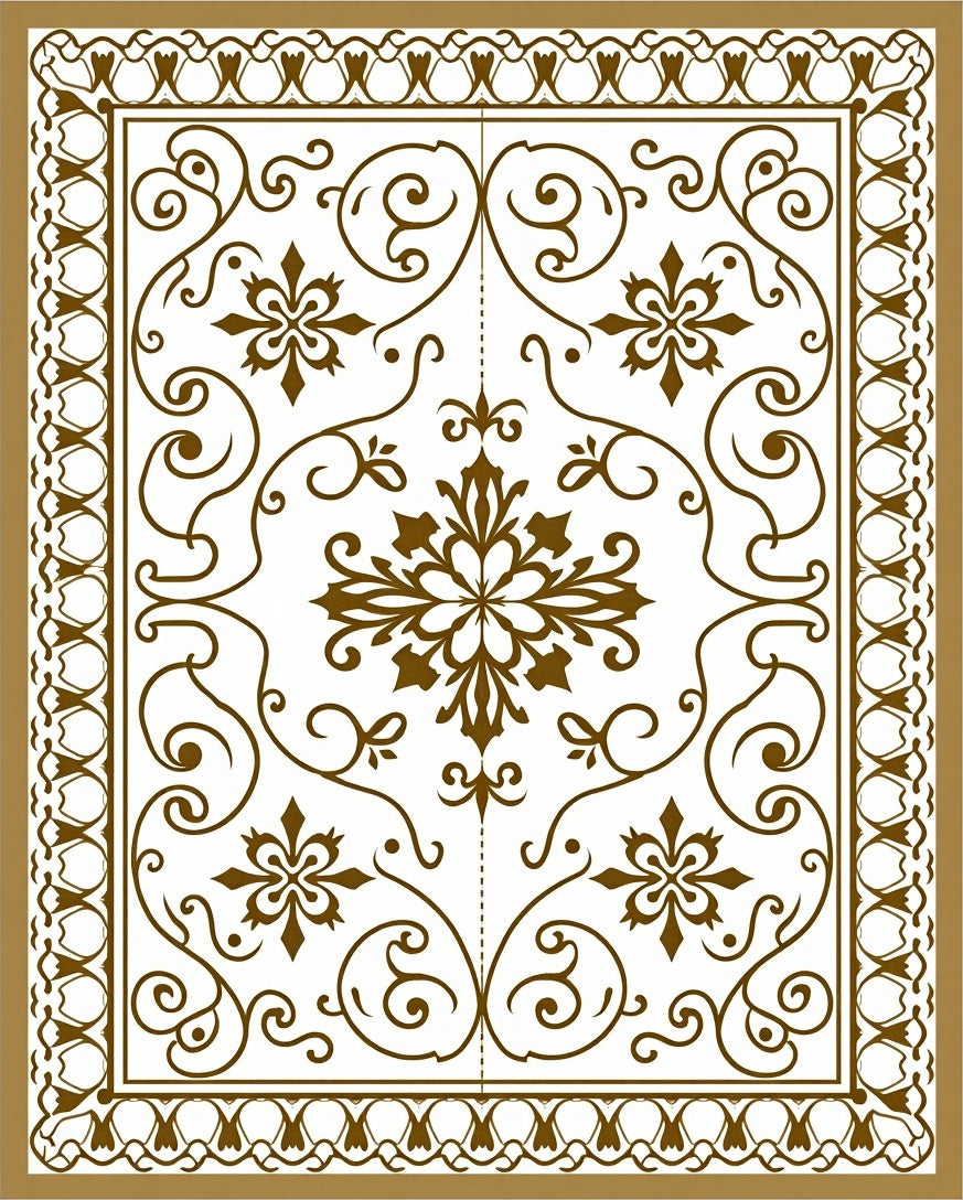 Vintage Scroll with Symmetrical Motifs (Brown) - ODIKA