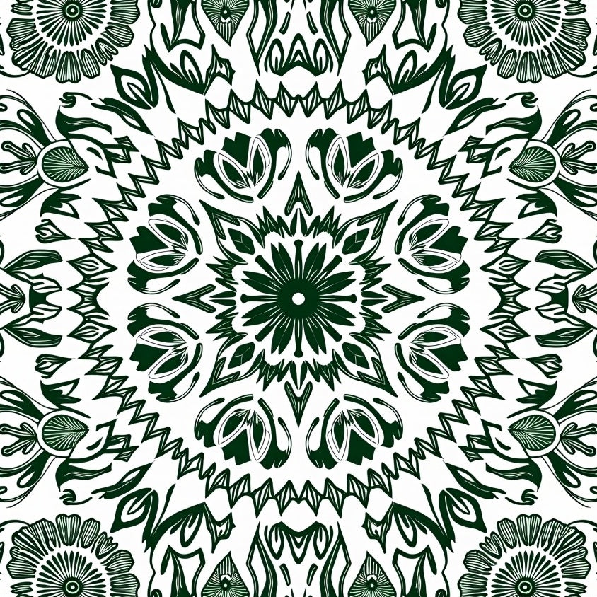 Boho Burst Design with Intricate Petal Arrangements (Green) - ODIKA