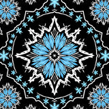 Winter Snowflake Medallion Design with Crystalline Details(Black)