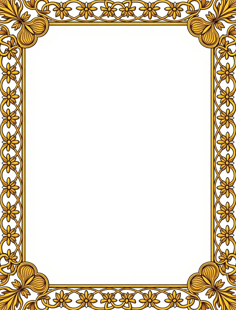 Latticework Motif with Stylized Tulip Ornaments (Gold) - ODIKA