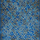 Contemporary Geometric Design Runner Area with Dynamic Shapes(Blue)