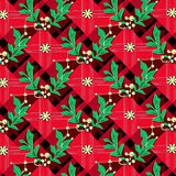 Classic Tartan Checkered with Festive Holly Accent Motifs(Red)