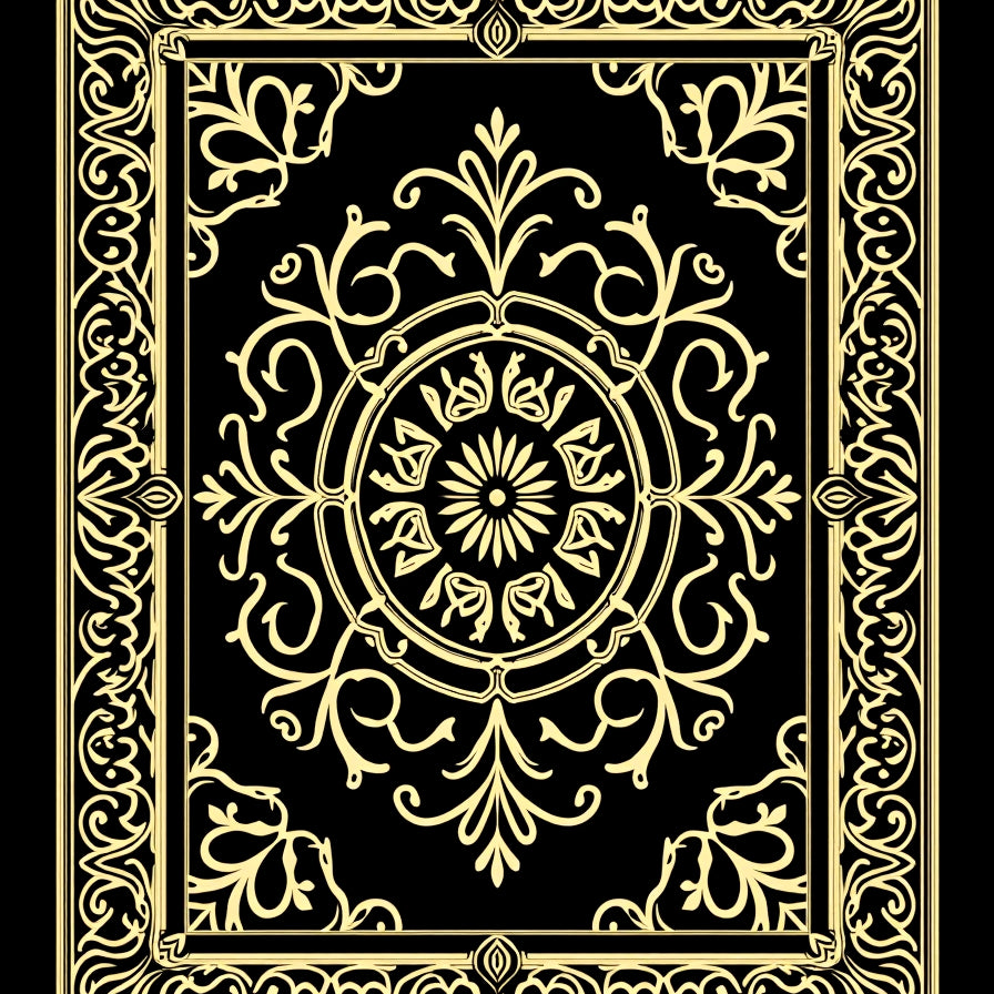 Ornate Medallion Scrollwork with Flourished Filigree Design (Black) - ODIKA