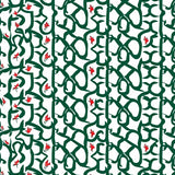 Modern Interlocking Lattice with Stylized Florals (Green)