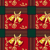 Vintage Plaid with Whimsical Holiday Bell and Ribbon Motifs(Red)