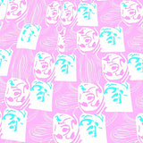 Groovy Optical Illusion Checkerboard with Swirling Pop Art Details(Pink)