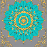 Burst Contemporary Floor Accent with Intricate Symmetrical Design(Turquoise)