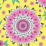 Inspired Symmetrical Botanical Motif with Petal Details(Yellow)