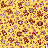 Gingerbread Cookie Motif with Cane Accents and Snowflake(Yellow)