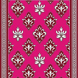 Classic Damask With Filigree Border And Stylized Leaf(Pink)