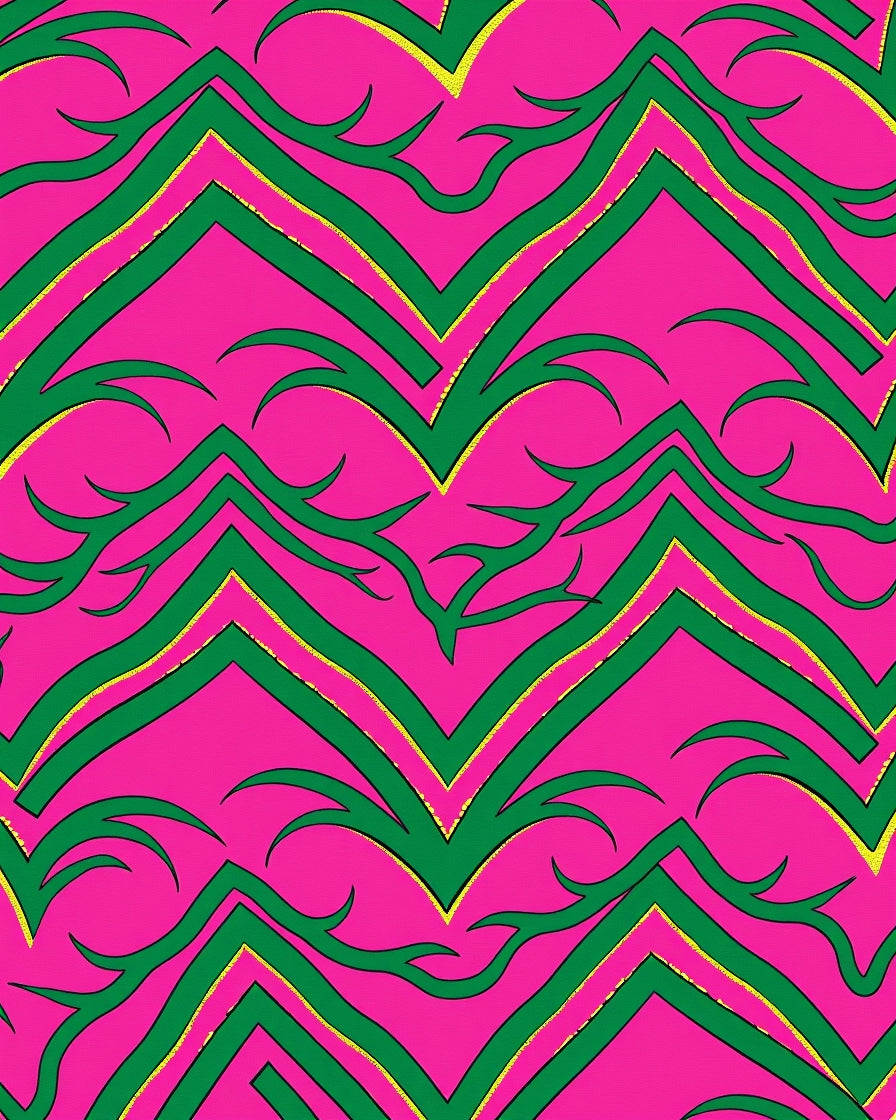 Abstract With Layered Interlocking Zigzag And Gold Details (Pink) - ODIKA