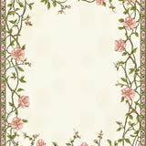 Chic Boho Floral Green Vines Pink Bloom Neutral Tones(Beige)