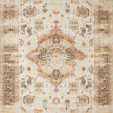 Distressed Medallion Geometric Area With Vintage Floral Motif Accents(Beige)