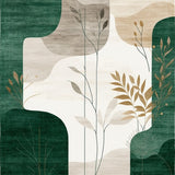 Abstract Shape Beige Dark Green(Green)