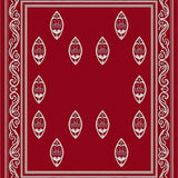 Paisley Teardrop Motif Walkway Strip with Swirl Details(Red)