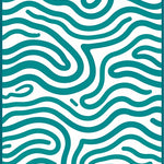 Wave Motif Featuring Interlocking Curves and Fluid Swirls (Teal) - ODIKA