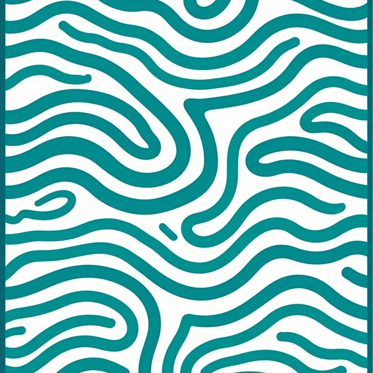 Wave Motif Featuring Interlocking Curves and Fluid Swirls (Teal) - ODIKA