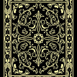 Art Nouveau Inspired with Curving Floral Vines and Abstract Leaf Shapes (Black)