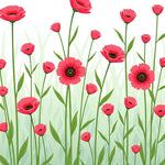 Dreamy Meadowland Tapestry with Scattered Poppy Field Motifs (Pink) - ODIKA