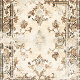 Classic Ornate Area with Distressed Damask and Timeless Neutral Shades(Beige)